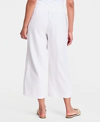 Jm Collection Women's Cropped Drawstring Line-Blend Wide-Leg Pants, Macy's Exclusive