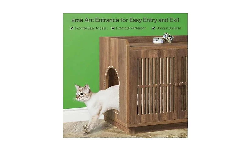 Zeus & Ruta Extra Large Wooden Cat Litter Box Enclosure