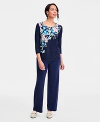 Jm Collection Petite Crewneck Pull-On Top, Macy's Exclusive