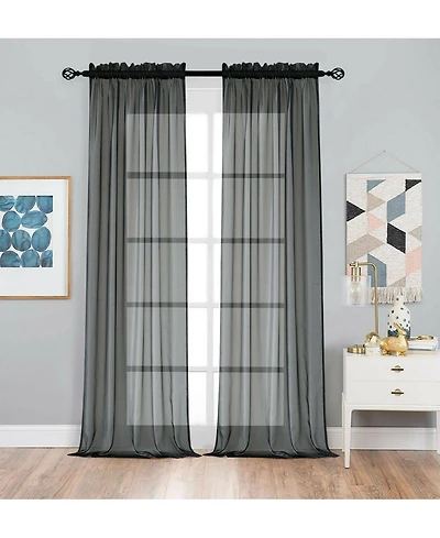 Kate Aurora Designer Sheer Voile Rod Pocket Curtains For Small Windows