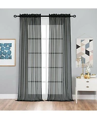 Kate Aurora Designer Sheer Voile Rod Pocket Curtains For Small Windows