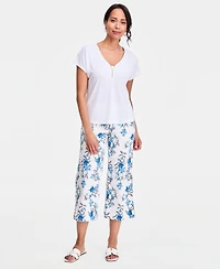 Jm Collection Women's Short-Sleeve Lurex-Knit Top, Macy's Exclusive