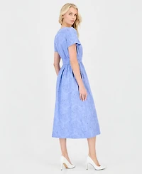 Anne Klein Women's Eyelet Short-Sleeve Midi Dress