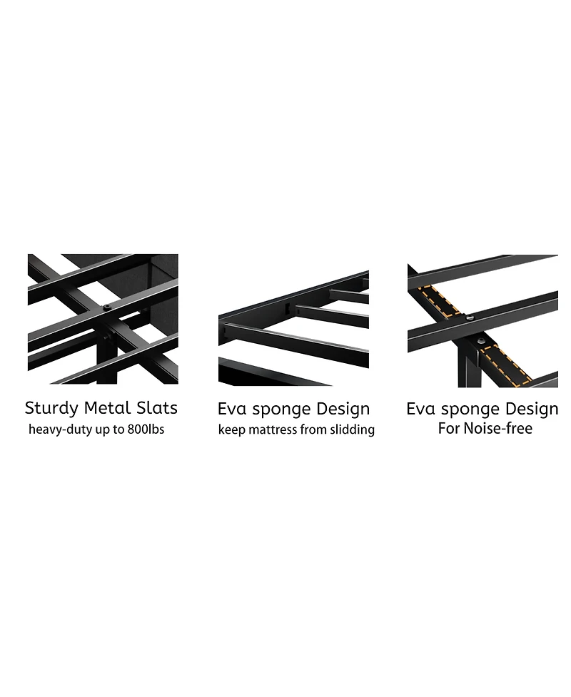 Streamdale Furniture King Bed Frame with Storage Headboard & 12 Drawers, Led Lights, Metal Platform