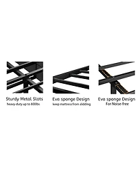 Streamdale Furniture King Bed Frame with Storage Headboard & 12 Drawers, Led Lights, Metal Platform