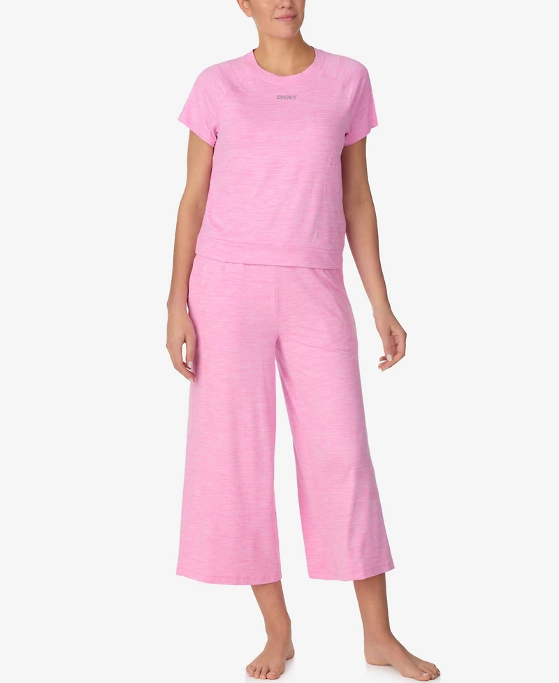 Dkny Women's Short-Sleeve Top and Wide-Leg Jogger Pants, 2-Piece Set