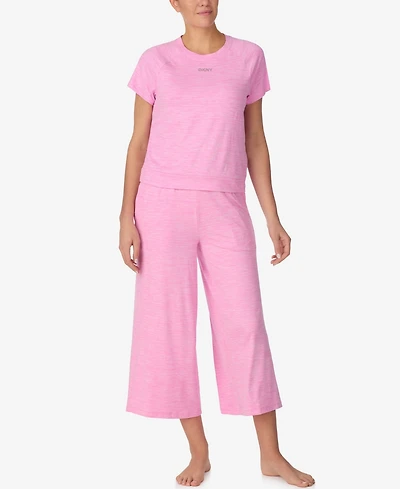 Dkny Women's Short-Sleeve Top and Wide-Leg Jogger Pants, 2-Piece Set