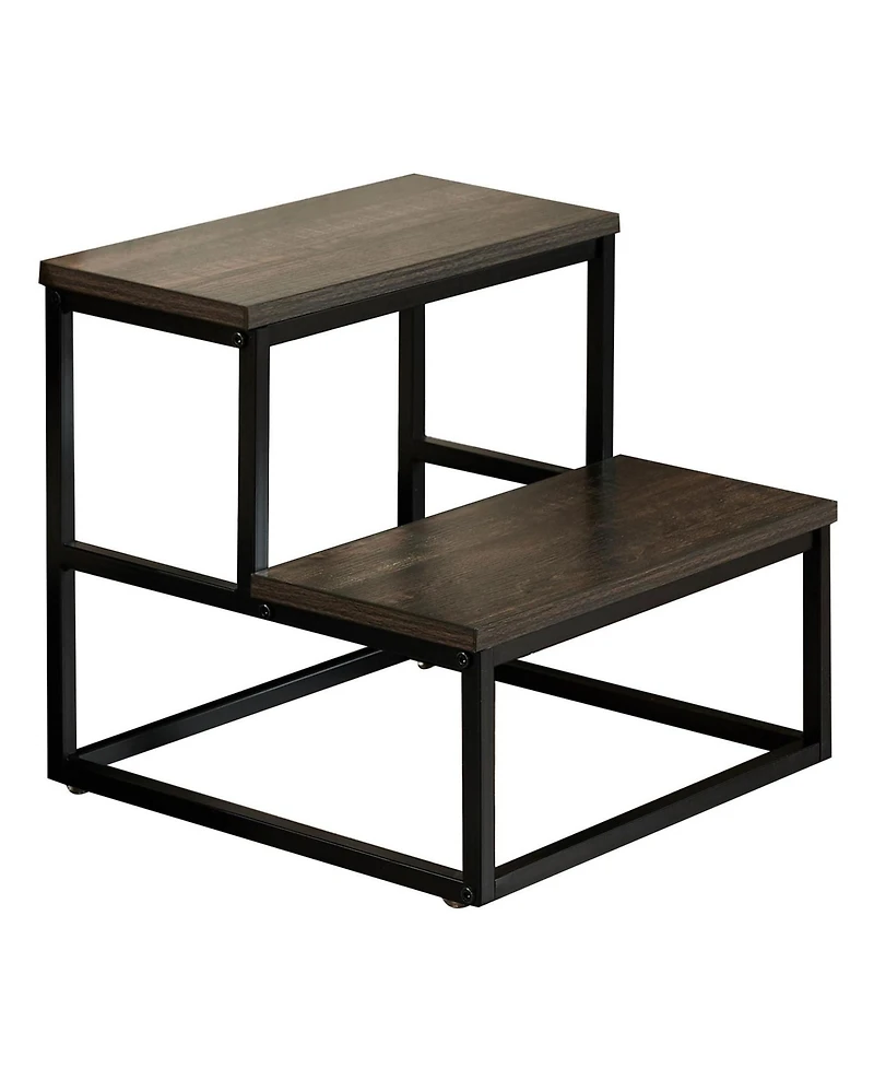 Kings Brand Furniture Axel 2-Step Step Stool – Lightweight, Durable & Modern Design Wooden Steps Metal Frame, Compact Ladder for Adults