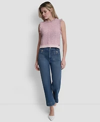 Dkny Jeans Women's Sleeveless Fringe Trimmed Sweater