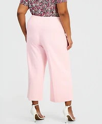 Anne Klein Essentials Plus Wide-Leg Cropped Pull-On Pants