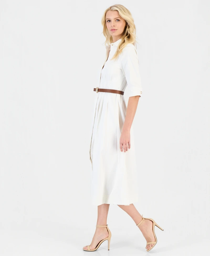 Anne Klein Women's 3/4-Sleeve Midi Shirtdress
