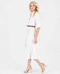 Anne Klein Women's 3/4-Sleeve Midi Shirtdress