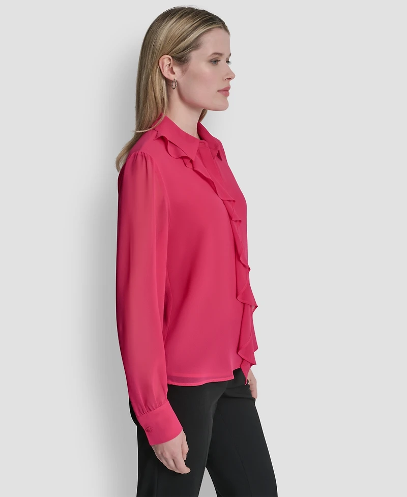 Dkny Women's Ruffled Long-Sleeve Shirt