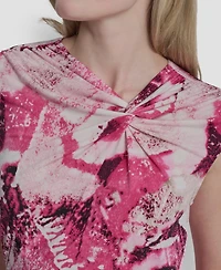 Dkny Women's Asymmetric Neck Cap-Sleeve Top