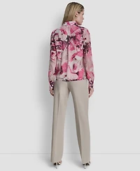 Dkny Women's Collared Long-Sleeve Ruffle Detail Shirt