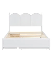 Streamdale Furniture Queen Size Platform Bed With with 2 Big Drawers, Twin Xl Size Trundle, White