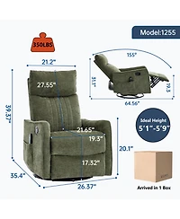 Streamdale Furniture Streamdale Green Heat Massage Rocker Recliner Chair