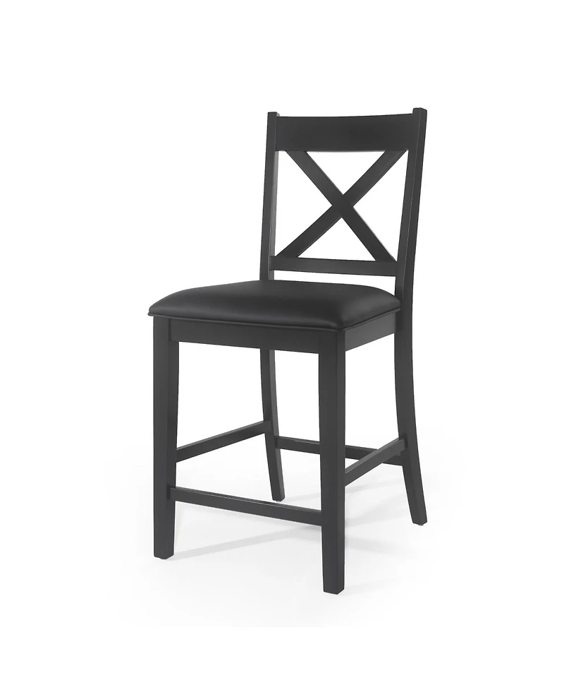 Streamdale Furniture Farmhouse X-Back Faux Leather Counter Stool Set (Set of 2)