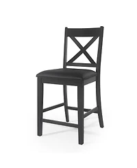 Streamdale Furniture Farmhouse X-Back Faux Leather Counter Stool Set (Set of 2)