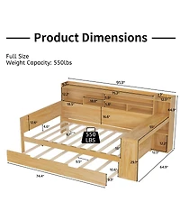 Streamdale Furniture Streamdale Wooden Full Size Daybed with Storage Shelves & Twin Trundle Desk