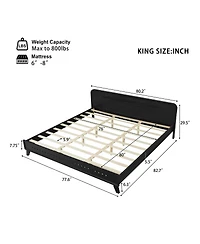 Streamdale Furniture Solid King Wood Bed Frame with Elegant Headboard