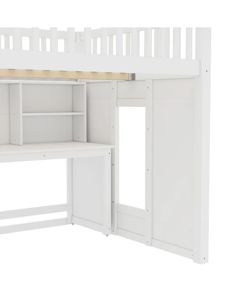 Streamdale Furniture Full Size Loft Bed with Desk and Storage Stairs