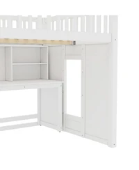 Streamdale Furniture Full Size Loft Bed with Desk and Storage Stairs