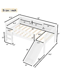 Streamdale Furniture Twin Xl Loft Bed with Storage, Solid Wood, Led Lights, Guardrails