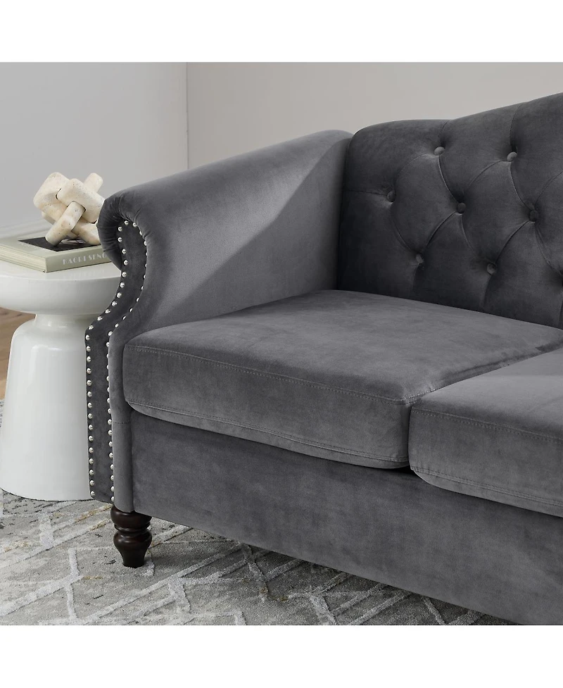 Streamdale Furniture Chesterfield 2-Seater Sofa with Rolled Arms and Nailhead Trim