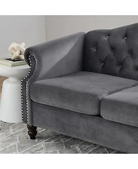 Streamdale Furniture Chesterfield 2-Seater Sofa with Rolled Arms and Nailhead Trim