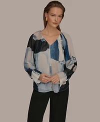 Donna Karan New York Women's Printed Long-Sleeve Top