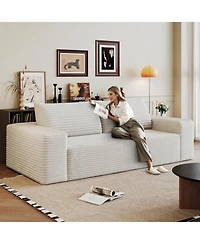 Streamdale Furniture 63" Corduroy Deep Seat Sofa - White