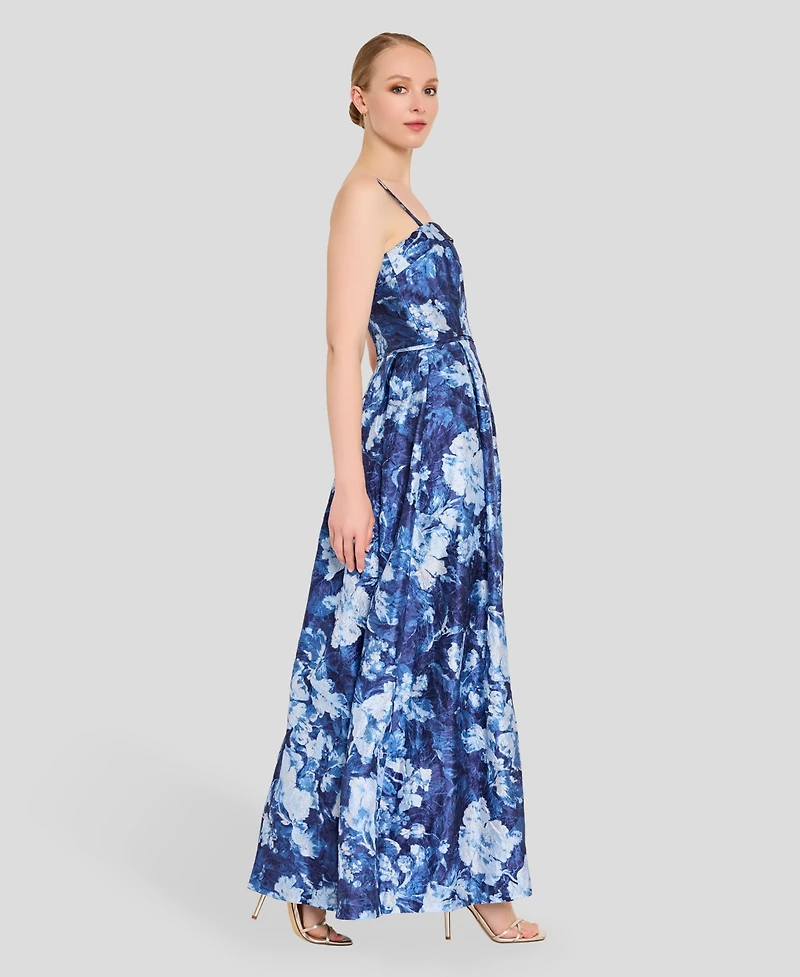 Tahari Asl Women's Square Neck Floral Printed Ball Gown