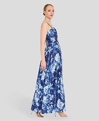 Tahari Asl Women's Square Neck Floral Printed Ball Gown