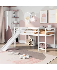 Streamdale Furniture Loft Bed with Slide, Multifunctional Design, Twin (White)
