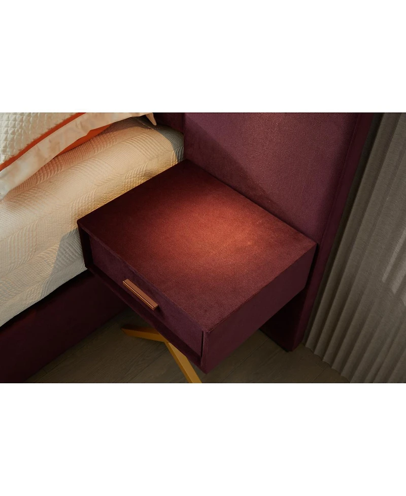 Streamdale Furniture King Size Velvet Bed Frame with Tufted Wingback Headboard