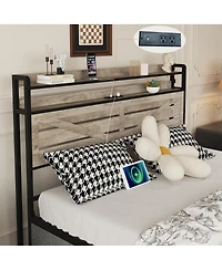 Streamdale Queen-size bed frame with storage headboard, 12 drawers, Led lights