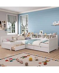 Streamdale Furniture Twin L-Shape Day Bed with Storage Drawers