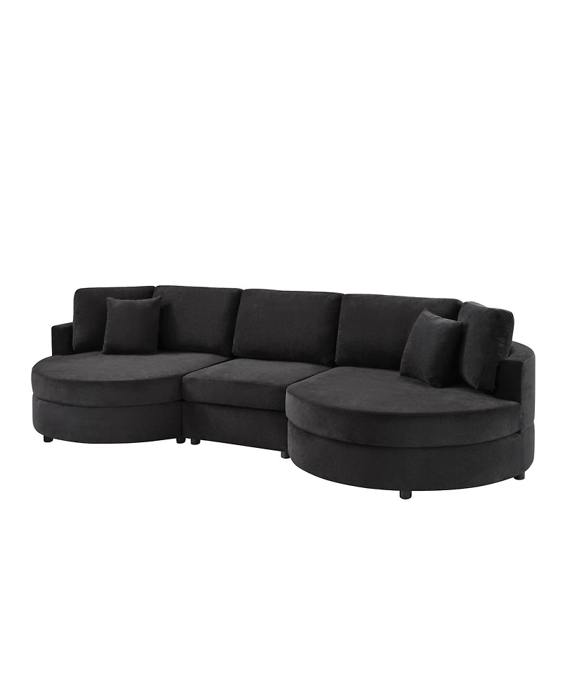 Streamdale furniture 3-seater 129" Curved Upholstered Sofa Couch, Dark Gray