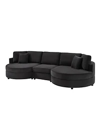 Streamdale furniture 3-seater 129" Curved Upholstered Sofa Couch, Dark Gray