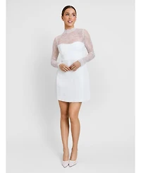 Six Stories Women's Lace Sleeve Cup Detail Mini Dress