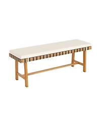 Slickblue 48" Acacia Wood Outdoor Bench with Thick Padded Cushion