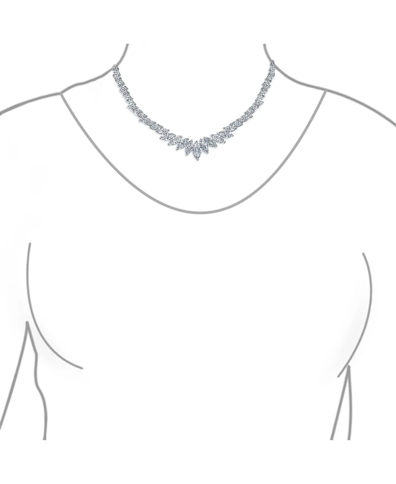 Bling Jewelry Classic Marquise Leaf Cz Statement V Necklace Chandelier Earrings Jewelry Set