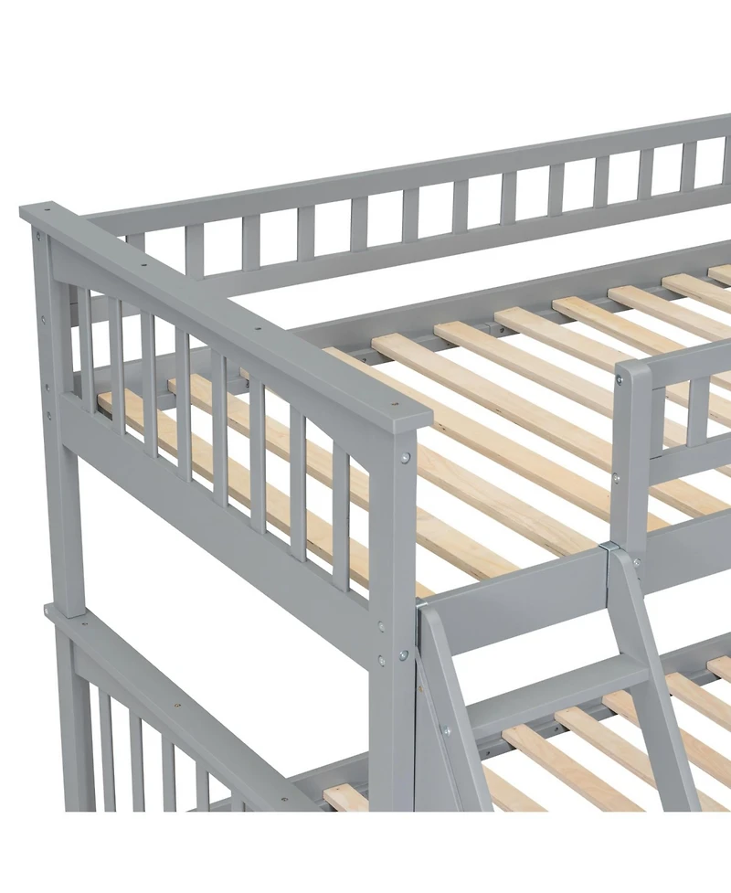 Streamdale Furniture Twin over Full Bunk Bed with Drawers, Convertible Beds, Gray
