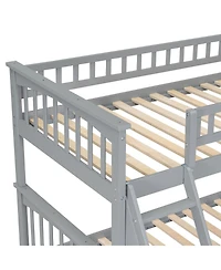 Streamdale Furniture Twin over Full Bunk Bed with Drawers, Convertible Beds, Gray