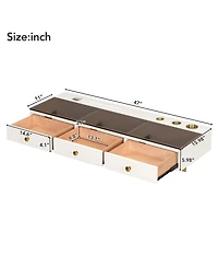 Streamdale 47" Floating Shelf with Drawer, Multi-Purpose Wall-Mounted Vanity Table, White/Golden