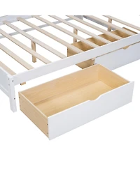 Streamdale Furniture Streamdale Wooden Full Size DayBed with 2 Drawers, Usb Ports, White