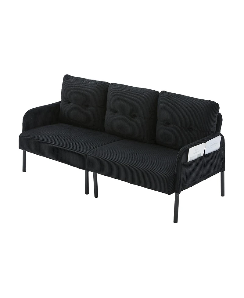 Streamdale Furniture Oversized Corduroy Loveseat Sofa with Metal Legs & Side Pockets