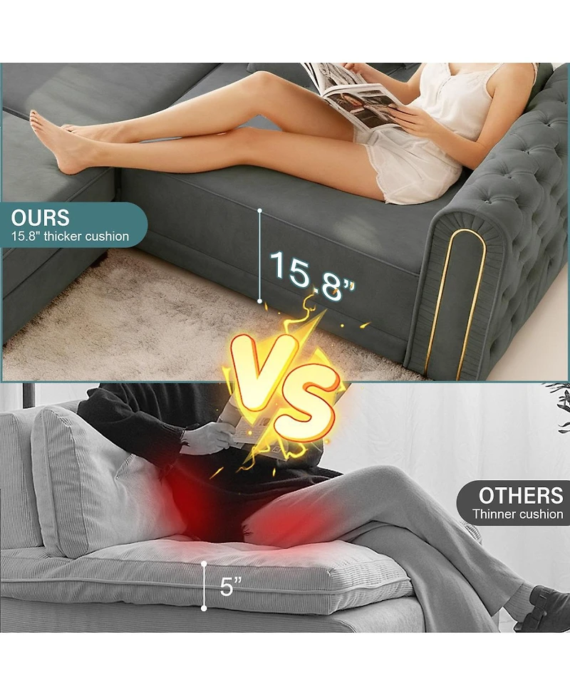 Streamdale Furniture 90.6" 3-in-1 Convertible Sleeper Sofa with Ottoman