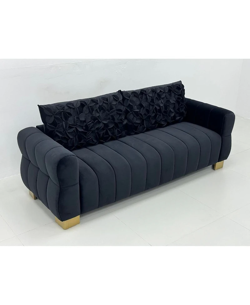 Streamdale Furniture Luxurious Velvet Sofa with Golden Metal Legs